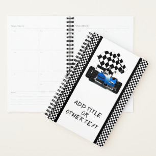 Blue Race Car Chequered Flag Planner