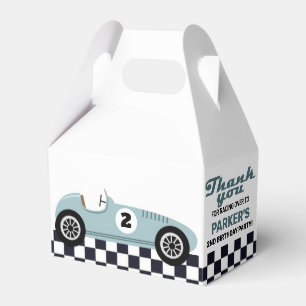 Blue Race Car Racing Chequered Birthday Party Favour Box