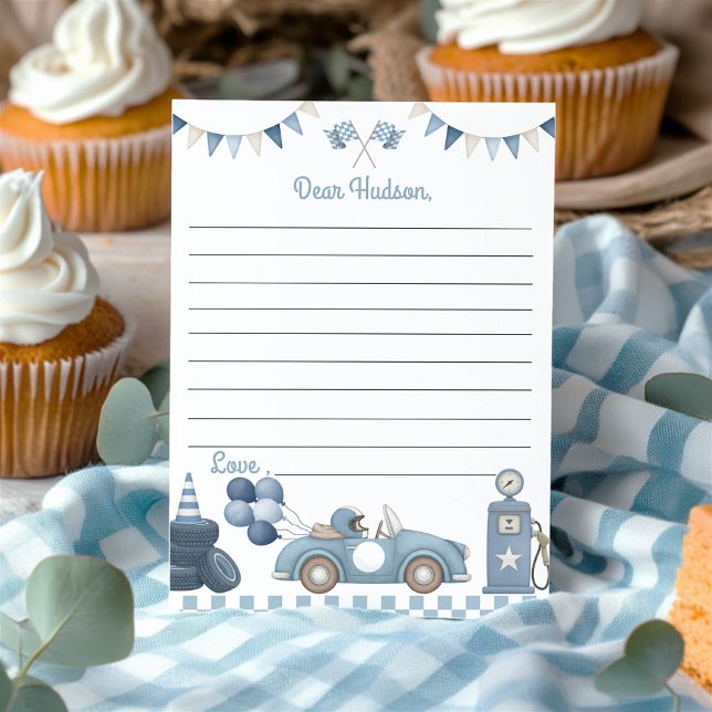 Blue Race Car Time Capsule Note Message Card (Creator Uploaded)