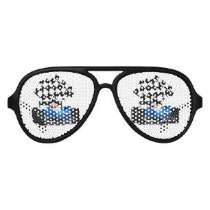 Blue Race Car with Chequered Flag Aviator Sunglasses