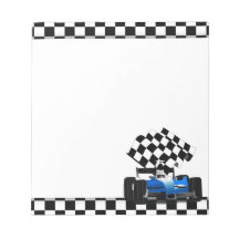 Blue Race Car with Chequered Flag