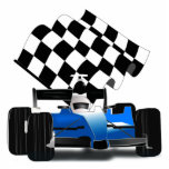 Blue Race Car with Chequered Flag Standing Photo Sculpture<br><div class="desc">Vroom, Vroom! Jazz up your room! Blue Race Car with a winning chequered flag! ~ Thank you for stopping by! Gravityx9 Designs offers a large variety of designs and images. Contact me for information about new products. ... ... ..If you're looking for more sports products, click the -SPORTS4YOU- tag listed...</div>