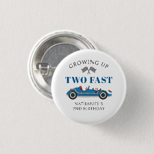 Blue Racing Car 2nd Birthday Party 3 Cm Round Badge