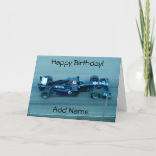 Blue Racing Car Birthday Card