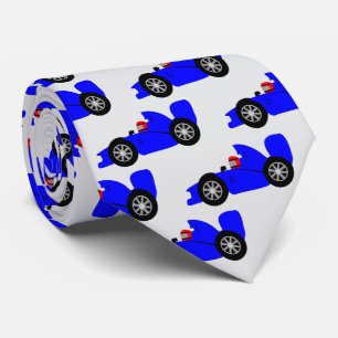 Blue Racing Car Design Tie