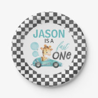 Blue Racing Car Giraffe 1st Birthday