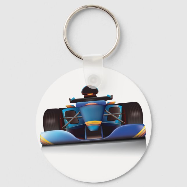 Blue Racing Car Key Ring (Front)