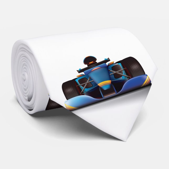 Blue Racing Car Tie (Rolled)