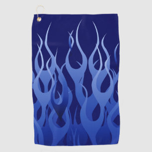 Blue Racing Flames Decor on a  Golf Towel