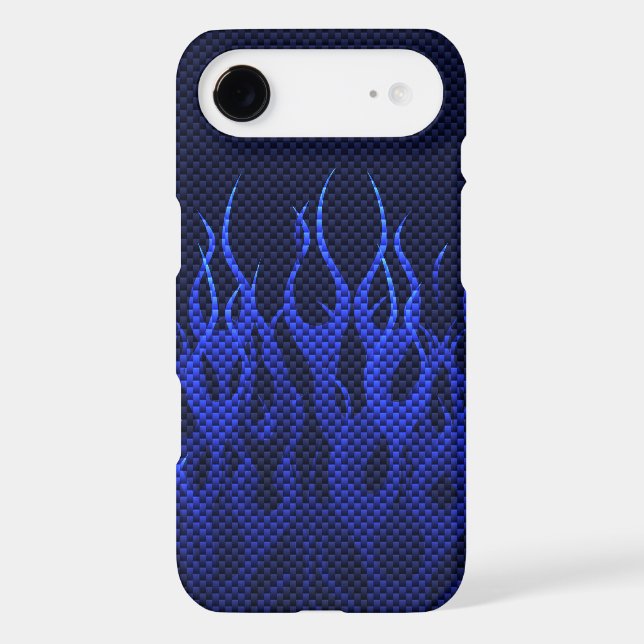 Blue Racing Flames on Carbon Fibre Print Case-Mate iPhone Case (Back)