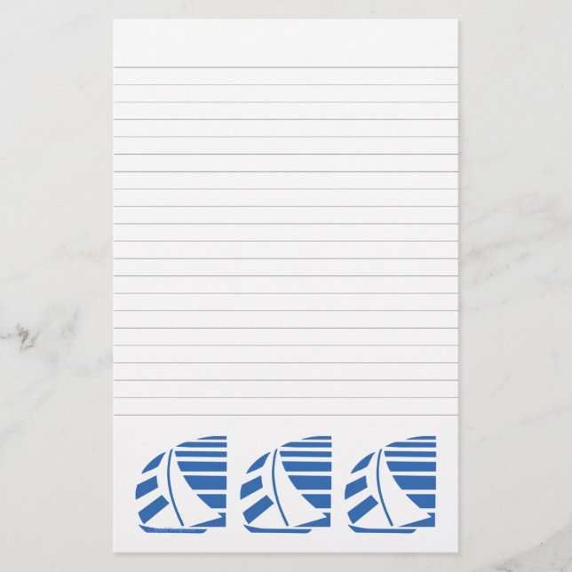 Blue Racing Sailboats Lined Stationery (Front)