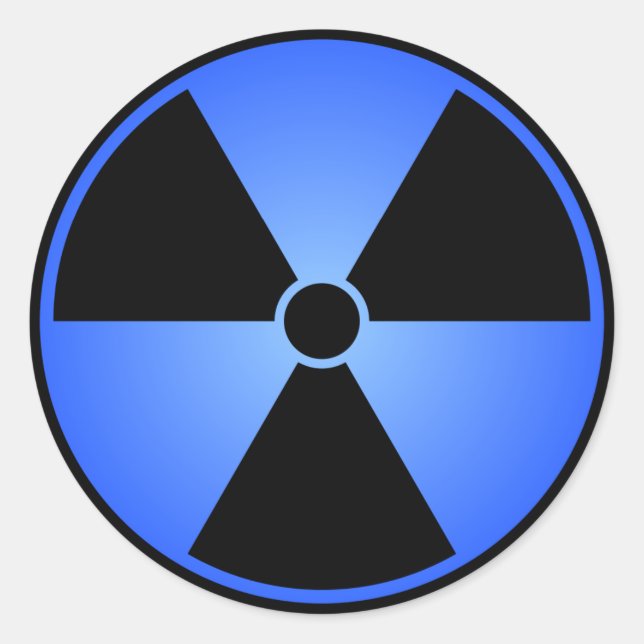 Blue Radiation Symbol Classic Round Sticker (Front)
