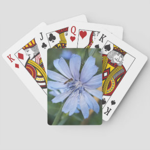 Blue Radicchio Flower N Bee Playing Cards