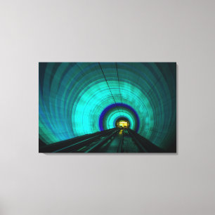 Blue railroad tunnel, Singapore Canvas Print