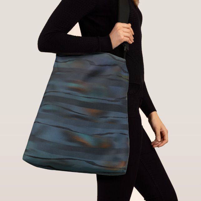 Blue Rain Crossbody Tote Bag (Close Up)