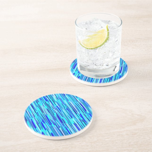 Blue Rain Drops Abstract  Coaster (Side)