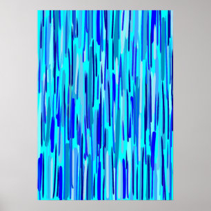 Blue Rain Drops Abstract Poster