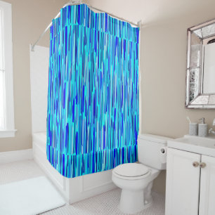 Blue Rain Drops Abstract  Shower Curtain