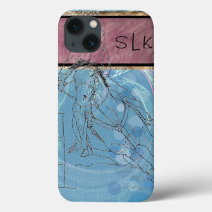 Blue Rain Monogram Barrel Racer iPhone 13 Case