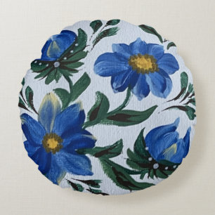 Blue Rain  Round Cushion