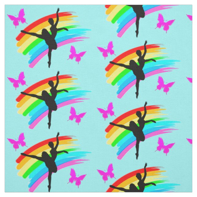 BLUE RAINBOW AND BUTTERFLY DANCER FABRIC (Swatch)