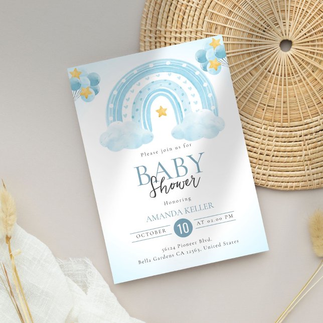 Blue Rainbow Baby Shower Invitation (Creator Uploaded)
