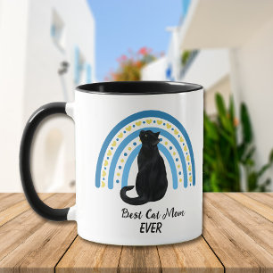 Blue Rainbow Best Black Cat Mum Mug
