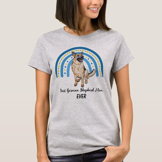 Blue Rainbow Best German Shepherd Dog Mum T-Shirt (Front)
