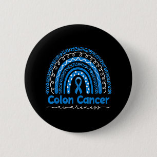 Blue Rainbow Blue Colon Cancer Awareness  6 Cm Round Badge