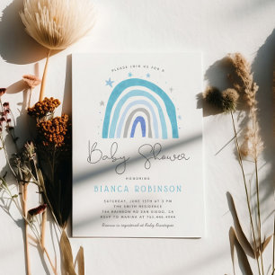 Blue Rainbow Boy Baby Shower Invitation