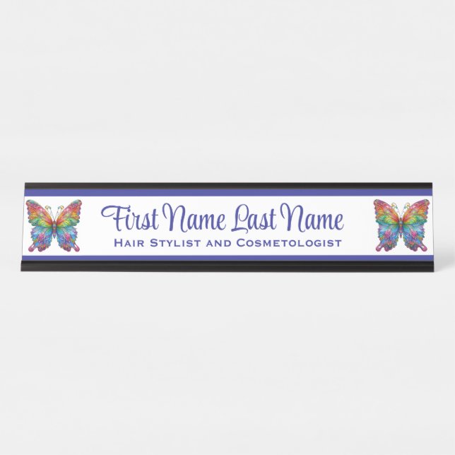 Blue Rainbow Butterfly Station Name Plate (Front)