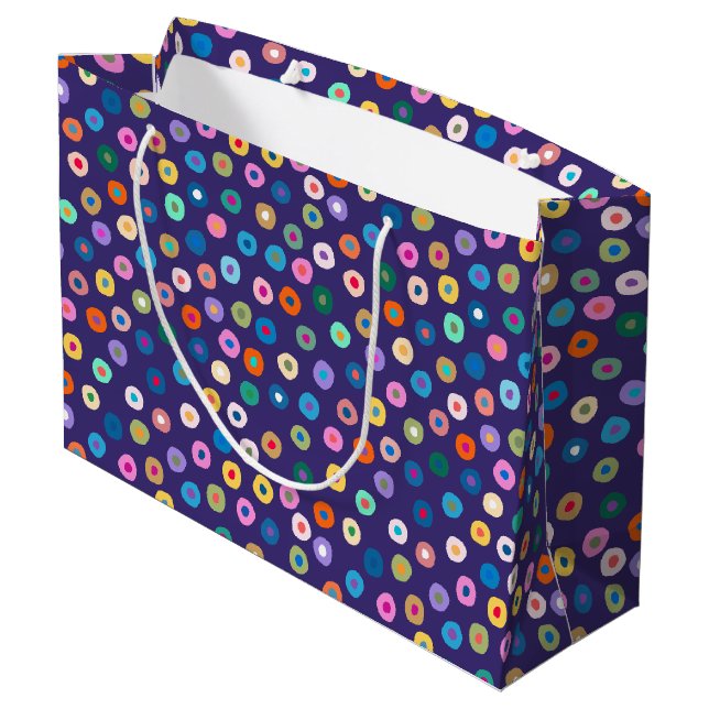 Blue rainbow confetti large gift bag (Back Angled)