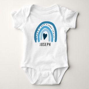Blue Rainbow Cute Heart Baby Boy Bodysuit