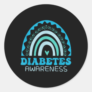 Blue Rainbow Diabetes Awareness Classic Round Sticker