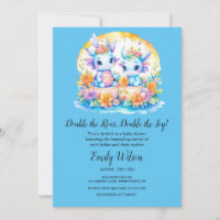 Blue Rainbow Floral Twin Baby Dragons Baby Shower