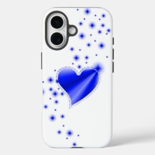 Blue Rainbow Heart with Stars iPhone 16 Case