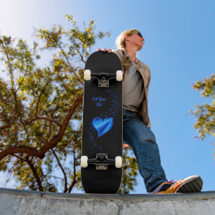 Blue Rainbow Heart with Stars Skateboard