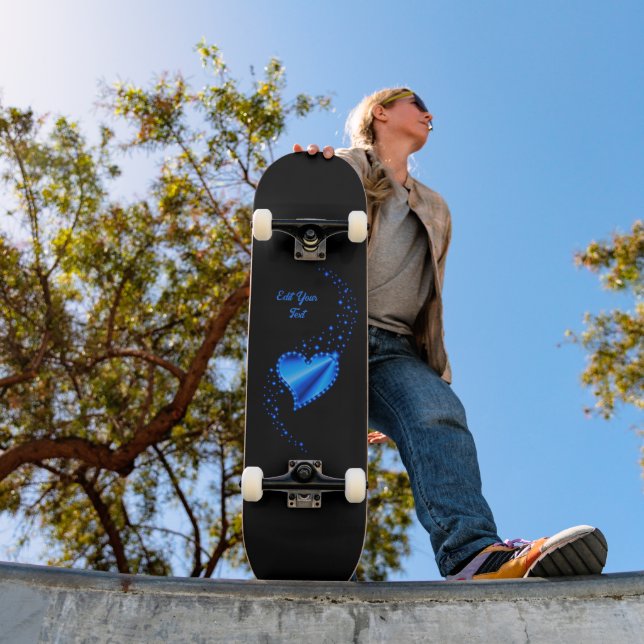 Blue Rainbow Heart with Stars Skateboard (Outdoor 1)