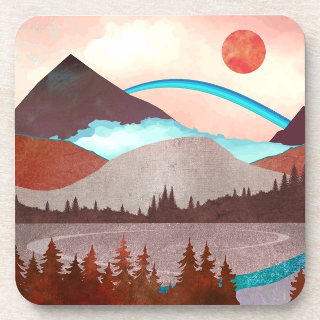 Blue Rainbow Landscape Coaster (Front)