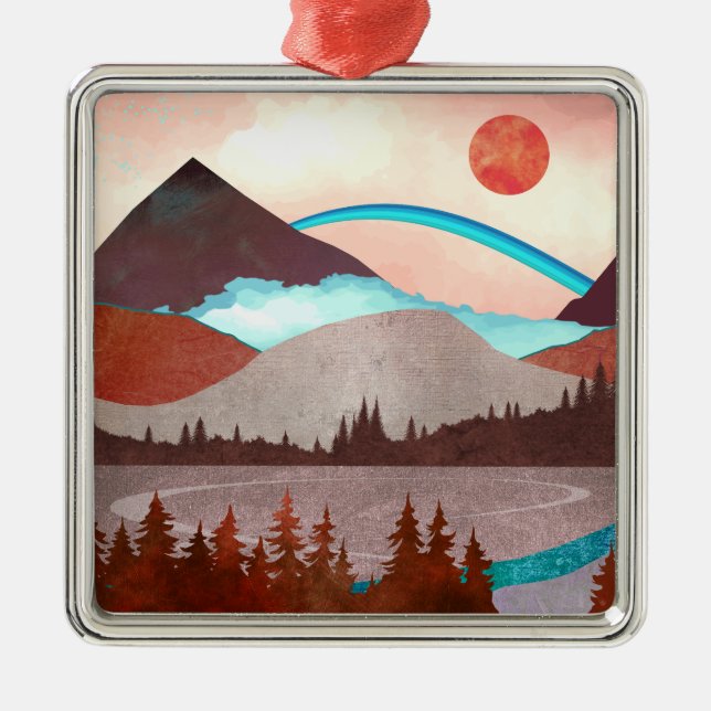 Blue Rainbow Landscape Metal Tree Decoration (Front)