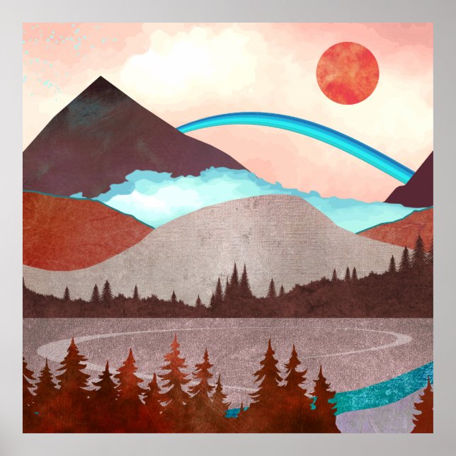 Blue Rainbow Landscape Poster (Front)