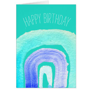 Blue Rainbow love watercolor