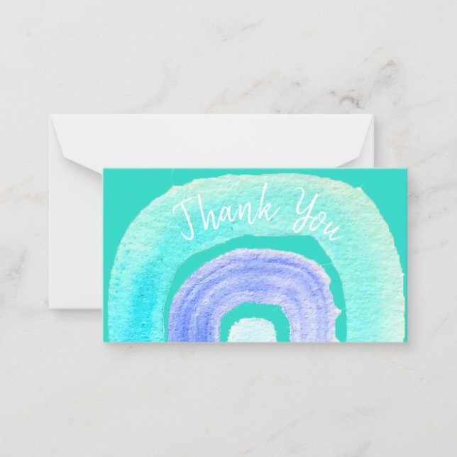 Blue Rainbow love watercolor Card (Front)