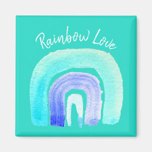Blue Rainbow love watercolor Magnet