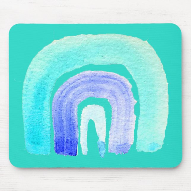 Blue Rainbow love watercolor Mouse Pad (Front)