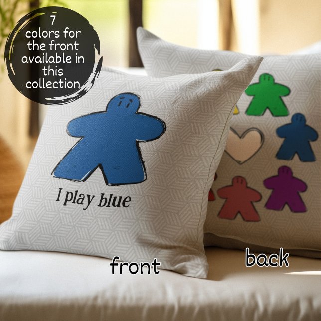 Blue Rainbow Meeple Board Game Love  Cushion (Creator Uploaded)