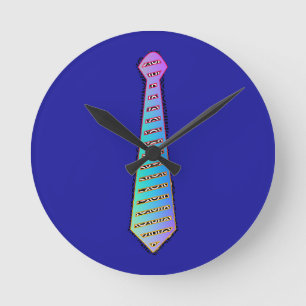 Blue Rainbow Necktie Home Decor  Round Clock