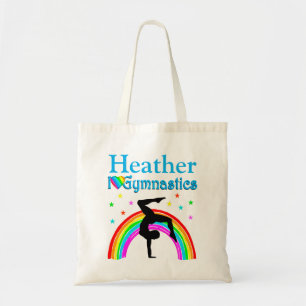 BLUE RAINBOW PERSONALIZED GYMNASTICS TOTE BAG