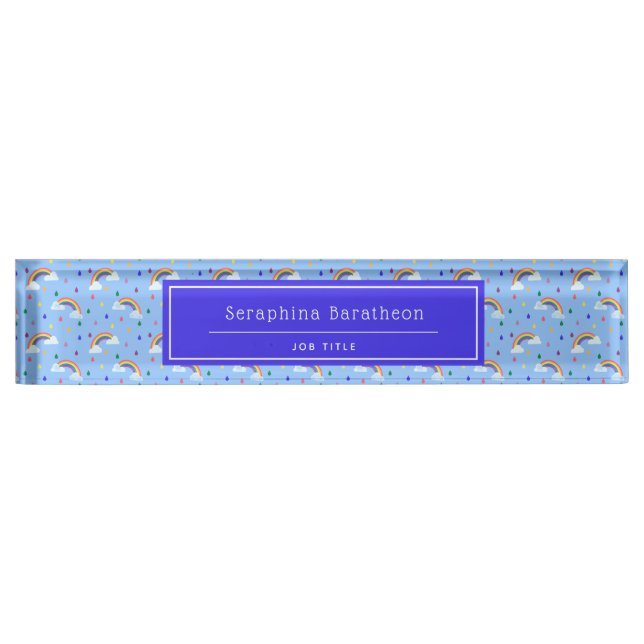 Blue Rainbow Sky Personalised Nameplate (Front)