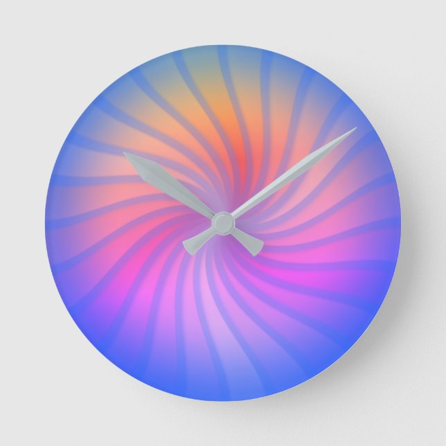 Blue Rainbow Spiral  Round Clock (Front)
